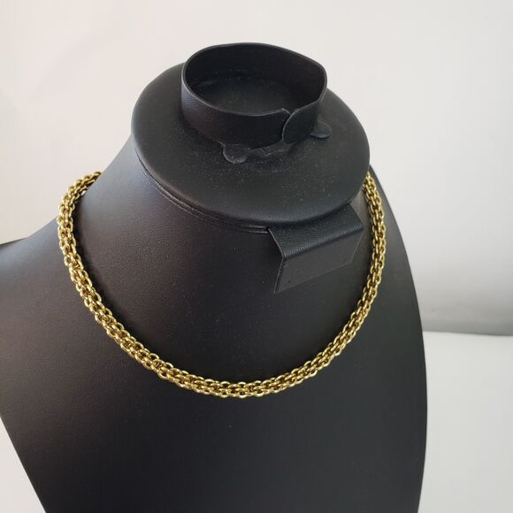 Vtg Ralph Lauren Gold Tone Wheat Chain Necklace Signed 17" Chunky Thick - Picture 2 of 6